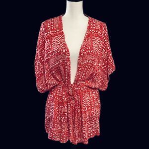 Victoria Secret Hearts‎ Kimono Cover-up Red/White One Size